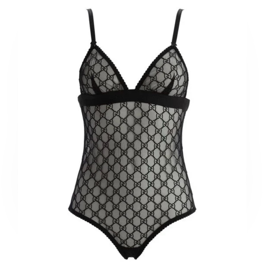 Gucci GG tulle Crystal embellish bodysuit size M